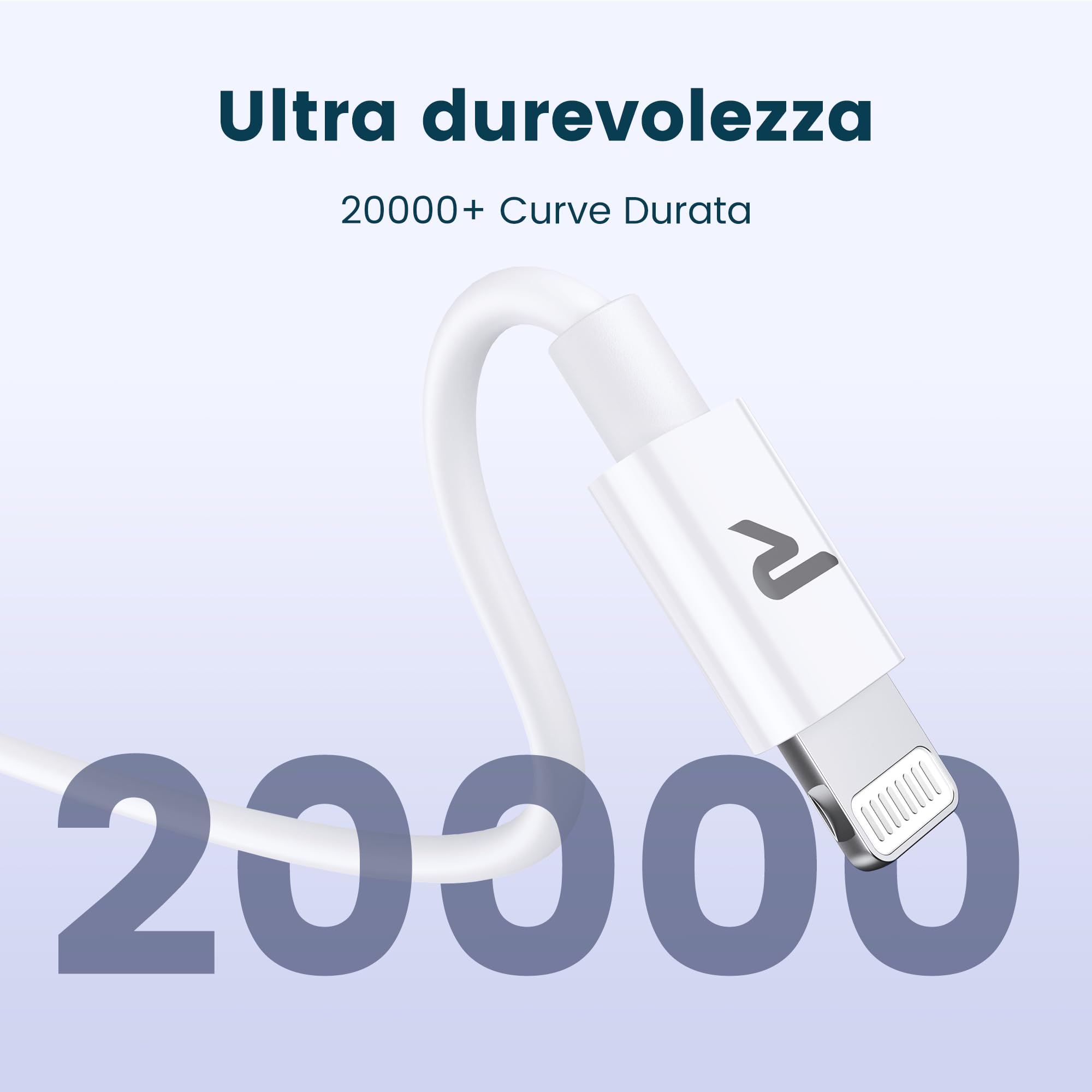 RAMPOW Cavo iPhone, Cavo iPhone USB Cavo Lightning Ricarica, Cavo Caricatore iphone Carica Rapida [Certificato MFi C89] Compatibile per iPhone 14/14 Pro/13/12/11/Pro Max/8/7/XR, iPad - Bianco/1M