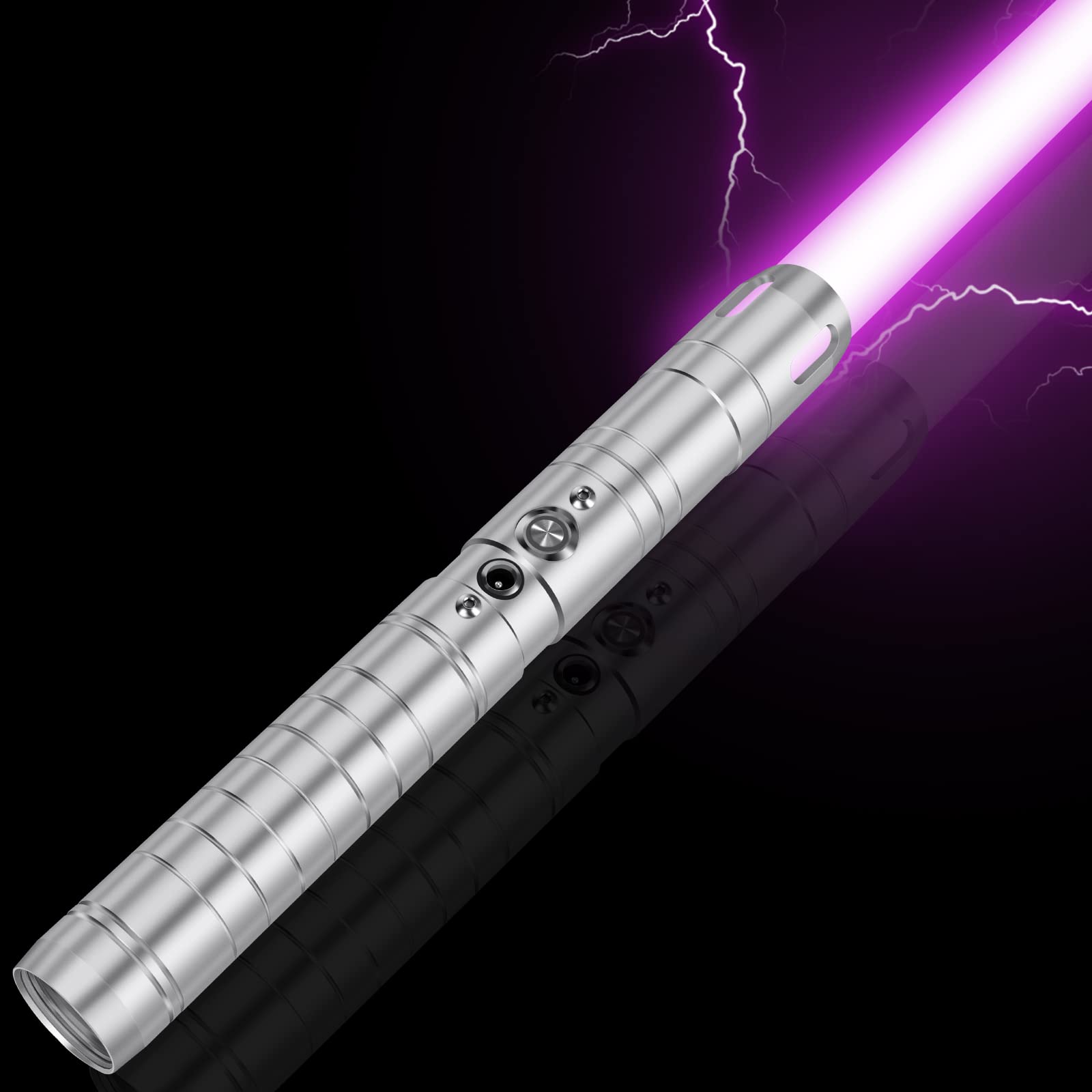 FX Dueling Lightsaber RGB 19 Colors Changeable Premium Aluminium Alloy Hilt Light Saber with 9 Mode Sound Force Lightsaber for Adults (Silver)