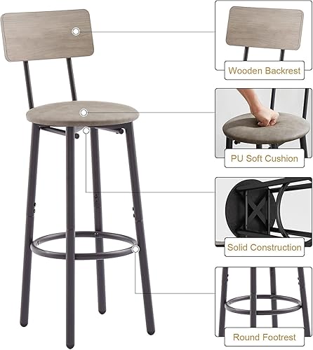 Miniatura 5 de Juego de mesa de comedor de 3 piezas para 2, mesa de cocina redonda pequeña con 2 sillas, mesa de barra de altura de mostrador con almacenamiento,