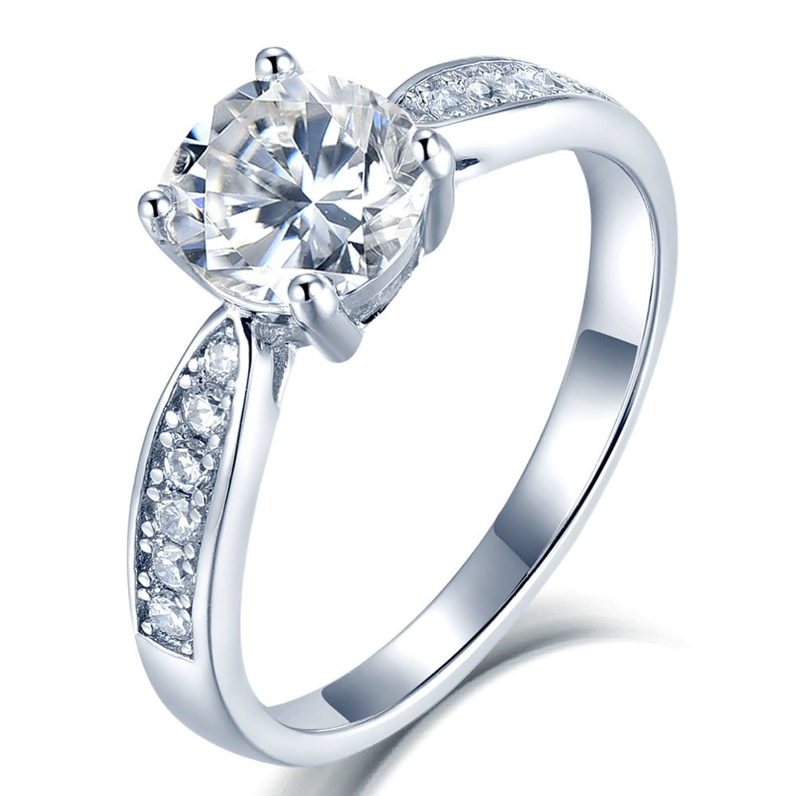 Anelli di fidanzamento per coppia, gioielli da donna in argento con intarsio a 4 griffe in stile classico in argento sterling
