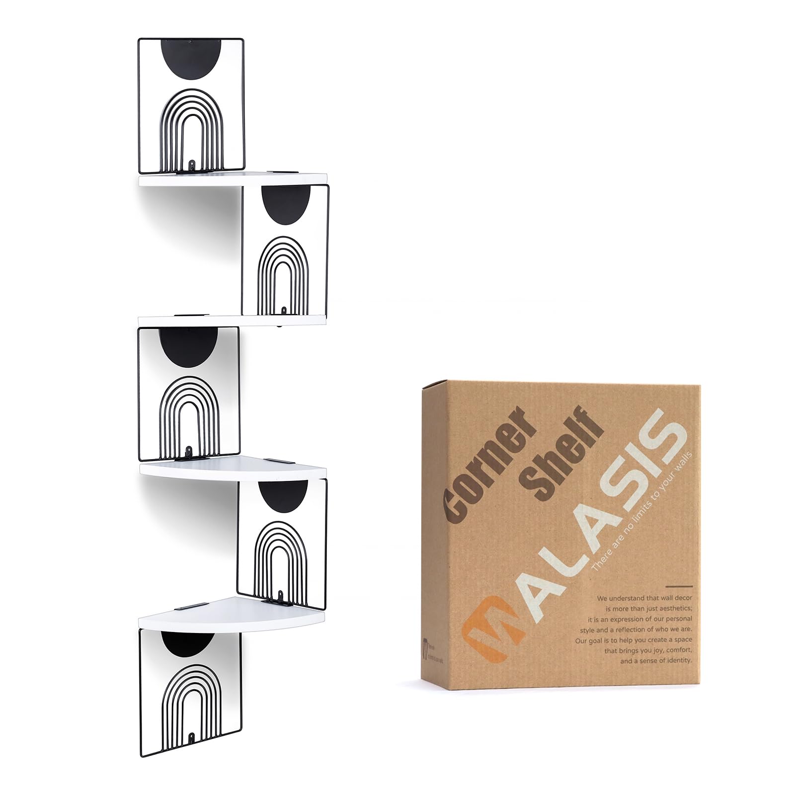 Walasis Corner Floating Shelves Wall Decor - White Floating Wall Shelves for Display Decorative Hanging Shelves for Bedroom Bathroom Living Room