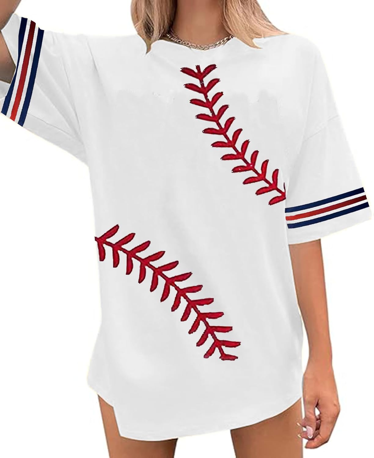 Baseball Shirt Women Oversized Baseball Mom Tshirts Game Day Short Sleeve Casual Loose Graphic Tees Tops