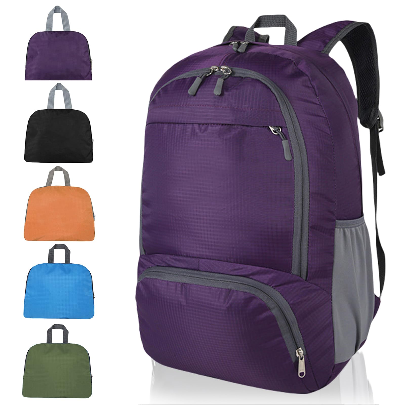 GUZHAIREN 30L Ultra Lightweight Foldable Backpack, Hiking Daypack Rucksack, Packable Unisex Water Resistant Walking Backpack for Outdoor Sports, Hiking, Travelling, Walking, Camping (Purple)