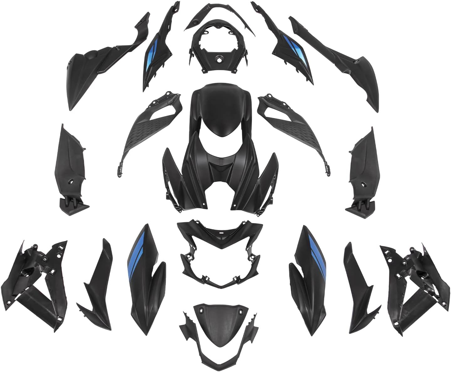 Motorcycle Fairing Kits Bodywork Covers Set Bodykit Frame Panel Fit for GSX-S750 GSXS750 2017 2018 2019 2020 2021 2022, Black w/Blue Streaks