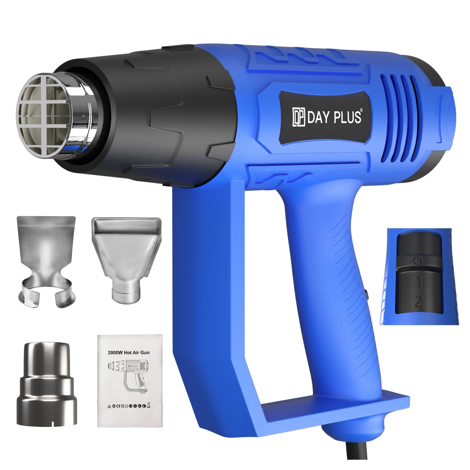 Heat Gun - 2000W - Heavy Duty Professional Hot Air Gun with 2 Temperature Modes 300℃ & 600℃ - Overload Protection - Ideal for Stripping Paints, Soldering Pipes, Shrinking PVC - Includes 3 Nozzles
