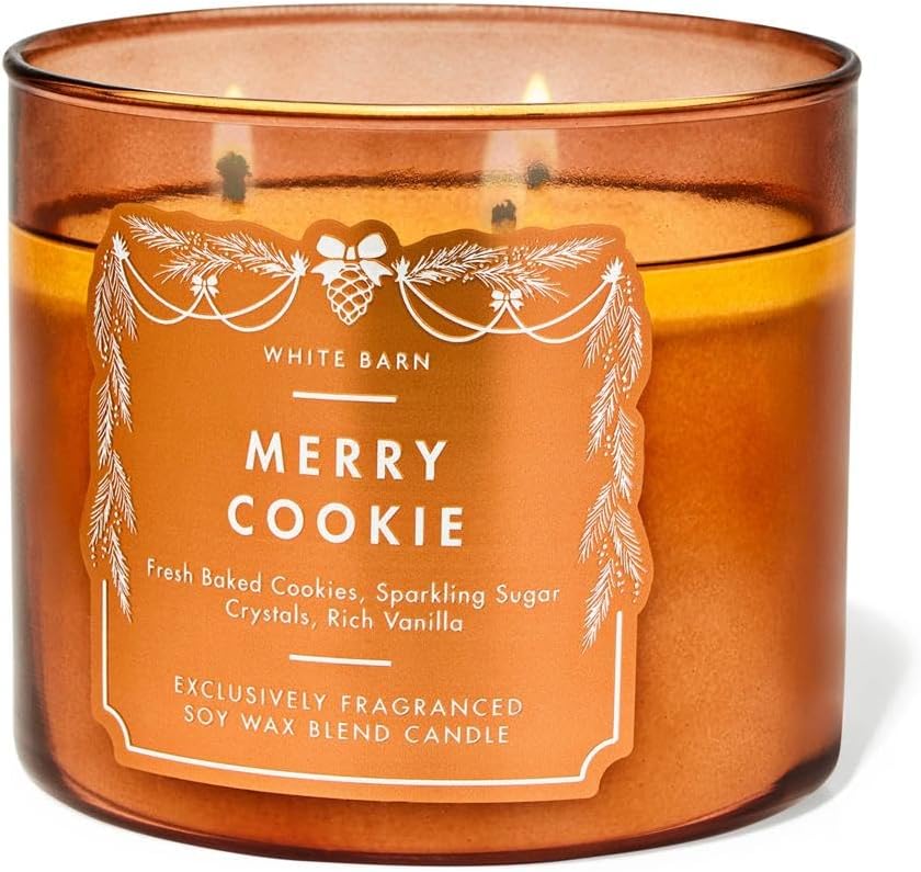 Merry Cookie - White Barn-Bath&Body 3-Wick Scented Candle 14.5 OZ Burns 25-45 Hours and Gift Bag CANDLE'S Lovers (Label Artwork Varies)