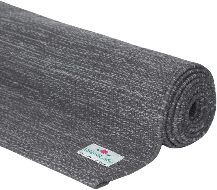 Miniatura 4 de YogaKargha Cotton All Season Handwoven Mat for Yoga, Pilates, Fitness, Prayer, Meditation or Home Decor - With Antiskid Backing for Support on a