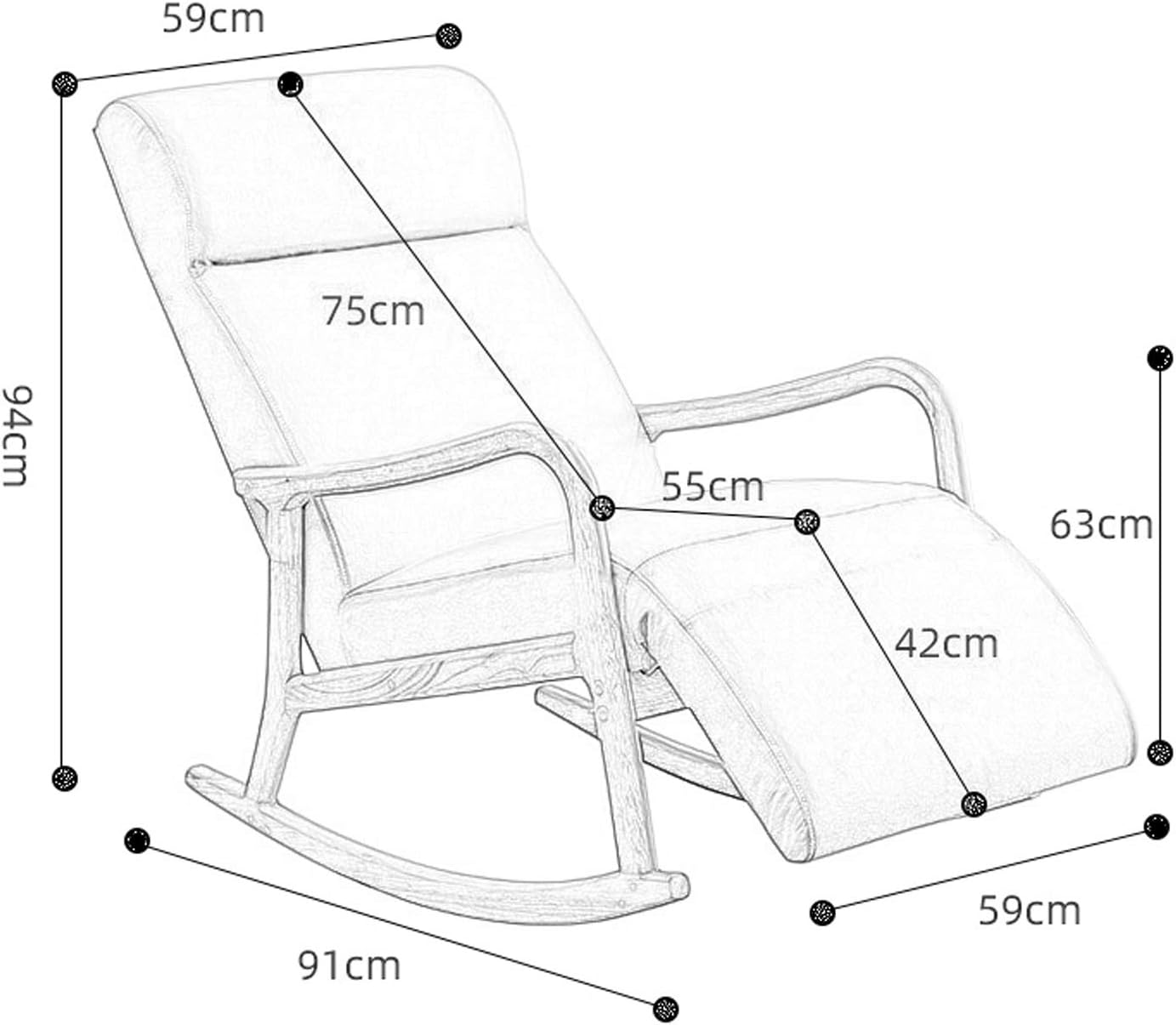 LSLYTQ Rocking Chair Reclin Sun Lounger Air Reading Coffee Chair Garden Sun Loungs Backrest Armchair Chair Living Room Chair Sofa Chair Comt Chair Dining Room