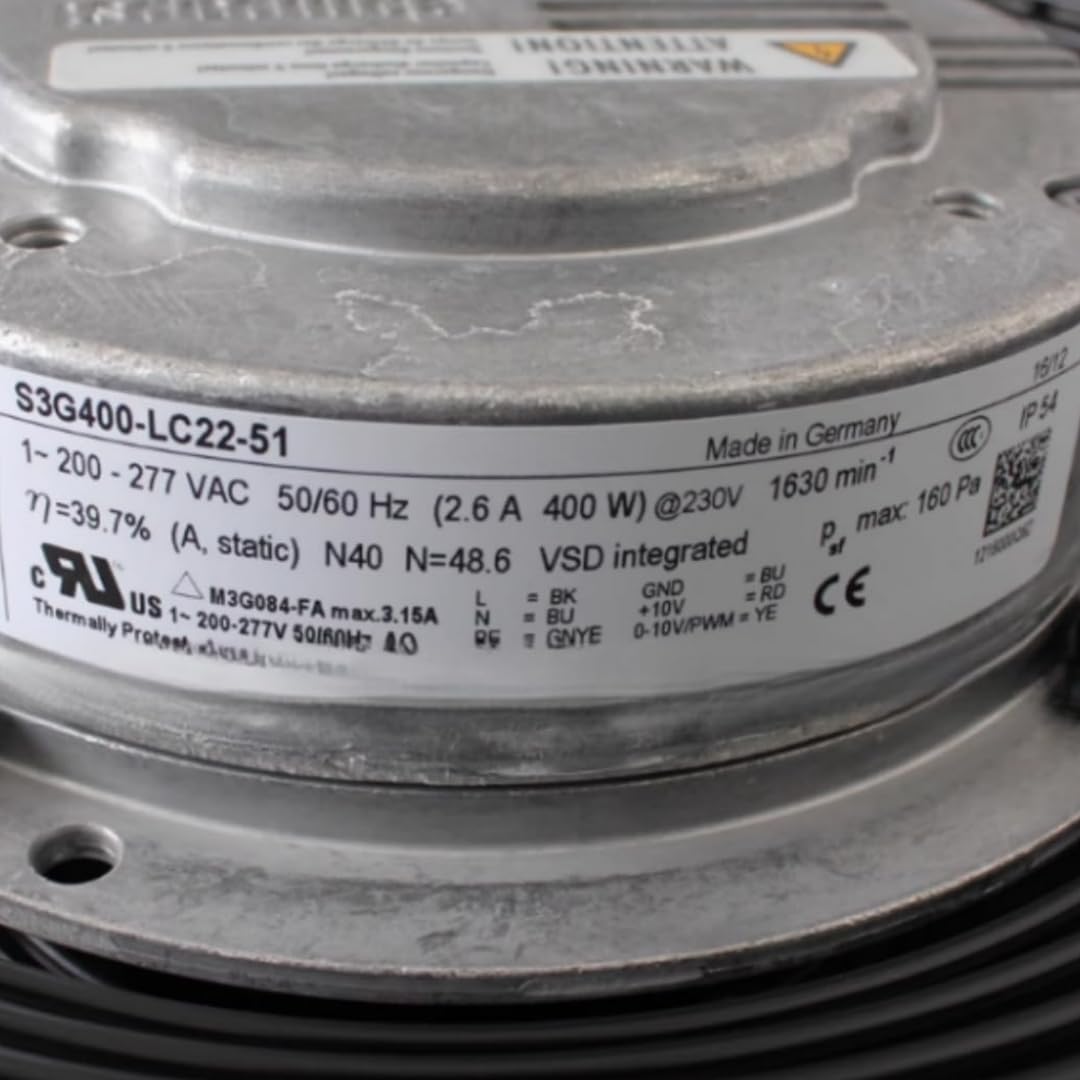FCARUMIQP S3G400-LC22-51 230V 2.6A 400W 1630RPM Cooling Fan 400mm