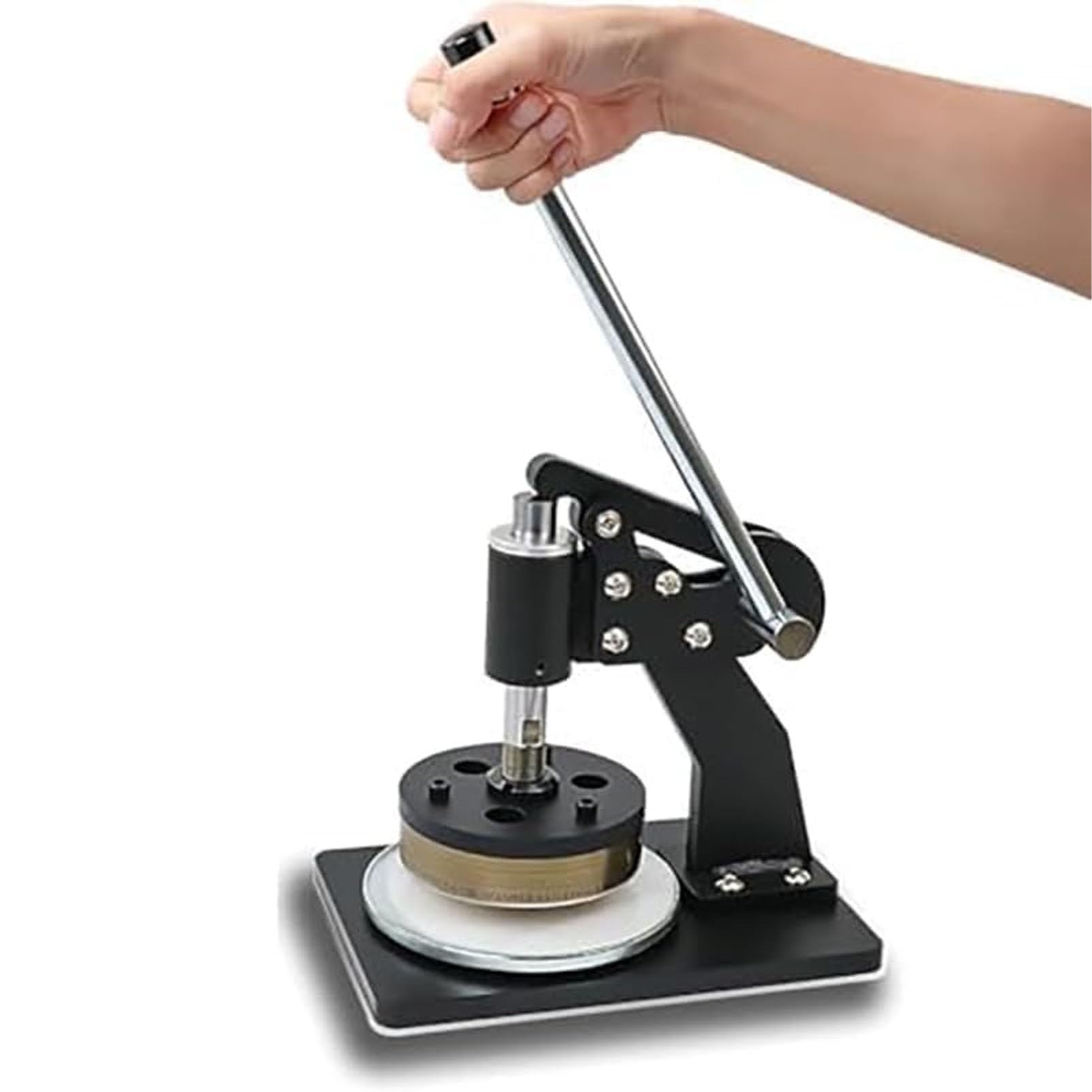 MYUYEE Textile Carpet Sample Cutter, Hand Press Round Cutting Machine, 0.1-10mm Cutting Thickness, for Leather, Paper Disc Sampling