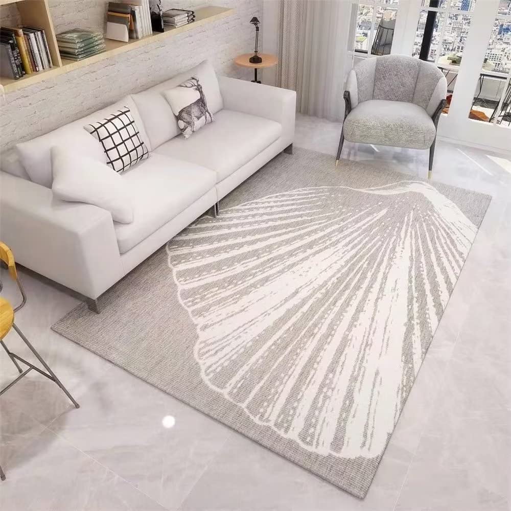 Tapis durable 200x250cm gris flou grand tapis de salon lavable moderne