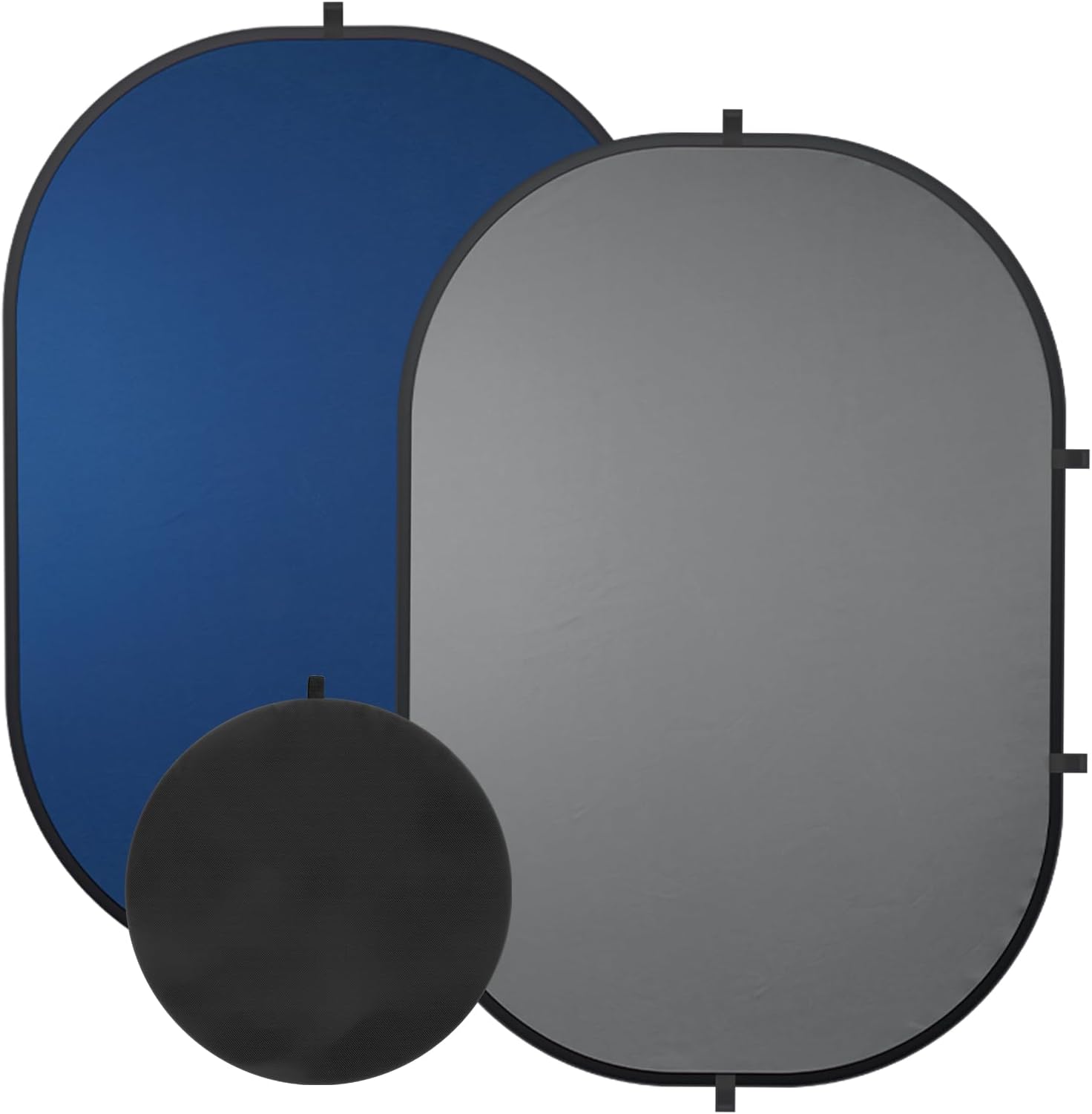 Blue Gray Pop up Backdrop 5x6.5ft/1.5x2M, Double-Sided Photography Backdrops with Carry Bag Collapsible Background for Self-Tape Auditions Photoshoot TikTok YouTube Video Live Streaming