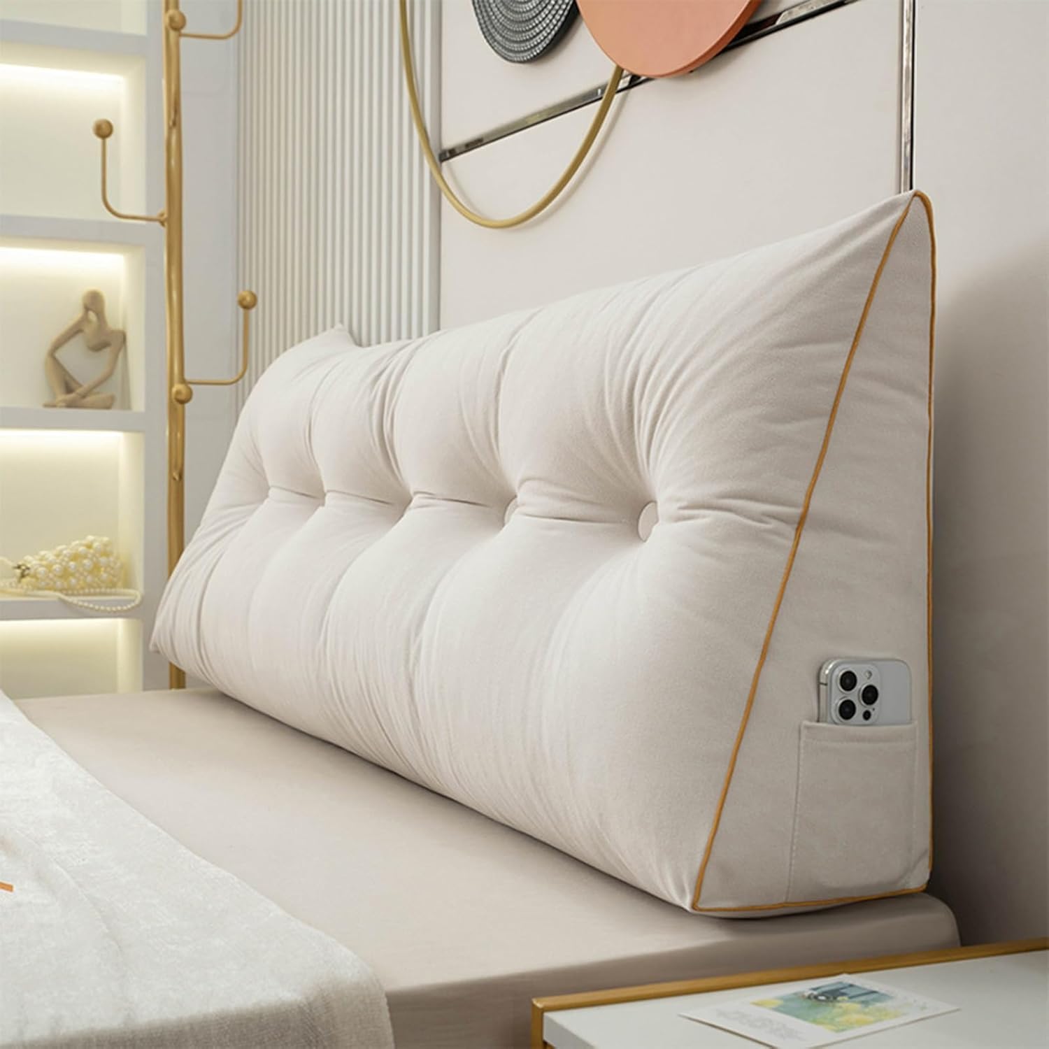 Quinto C Back Ushion For Bed Ouch Reading Ushion, Wedge Ushion Headboard Bed, Ushion Bed Backrest, Book Ushion Lumbar Ushion Bed, Support Ushion For Reading Height,,60 * 50 * 20Cm