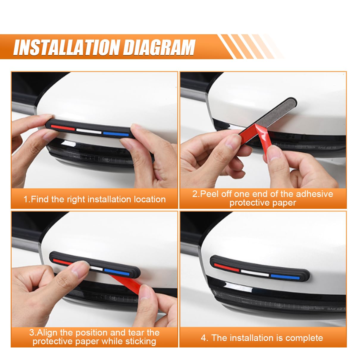 4PCS Car Door Edge Guards Anti-Scratch Anti Collision Car Door Protector Bumper Guard Trim Sticker Universal Self Adhesive — view 6