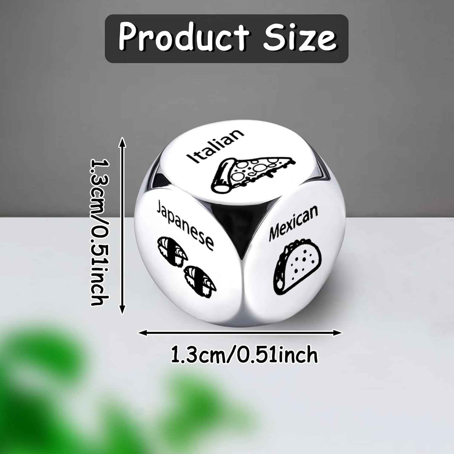 Ponpon 4Pcs Food Decision Dice, Metal Food Dice Game for Couples Girlfriend Boyfriend Wife Husband on Anniversary Valentines Day Birthday Date Night