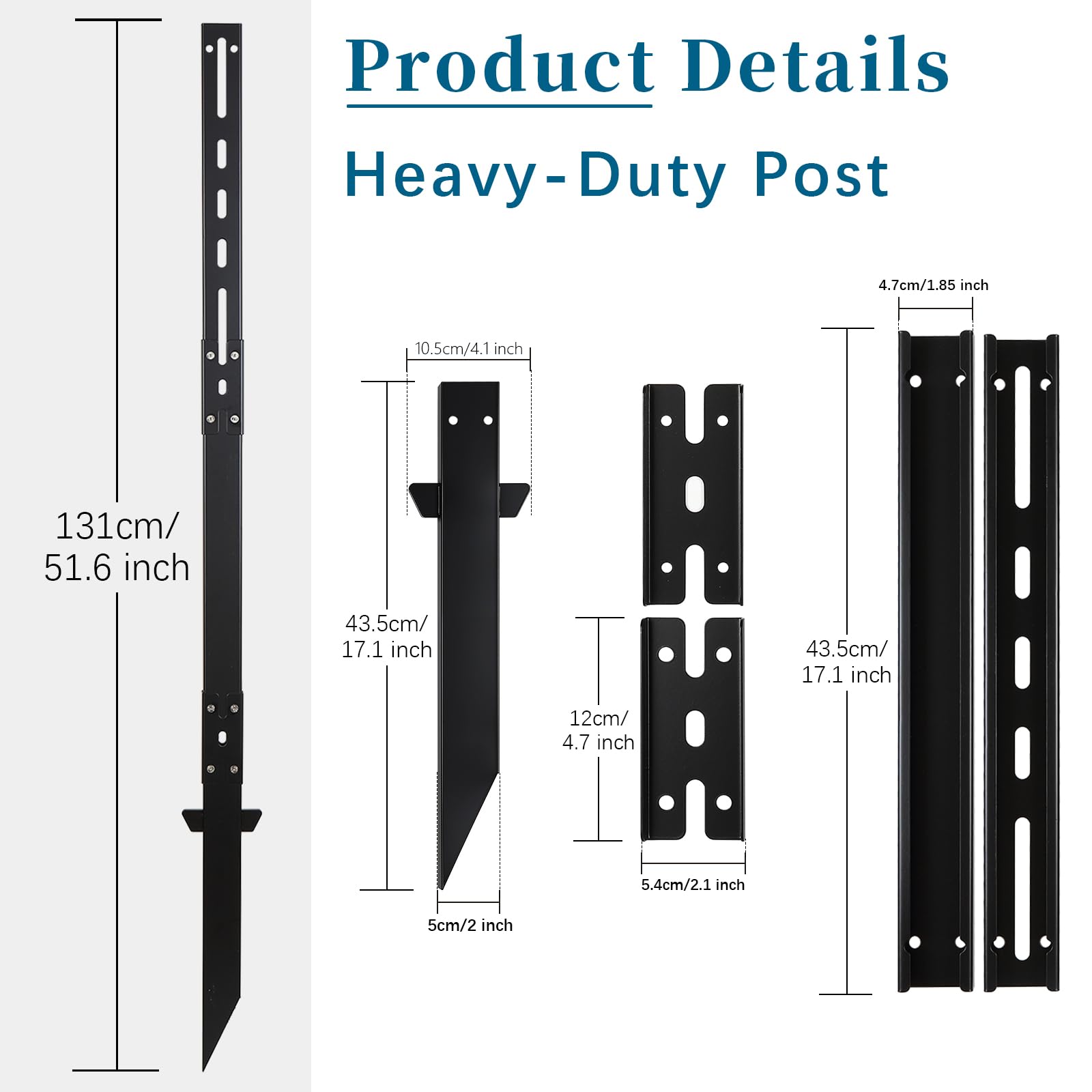 Poste de señalización Andchi I-Stil Poste de Seguridad Perfil metálico Robusto para una señalización Estable y Aplicaciones versátiles (Negro, 1305 mm)