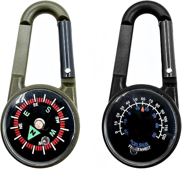 Set de 2 brújulas con mosquetón, ideal para camping y senderismo. - 1