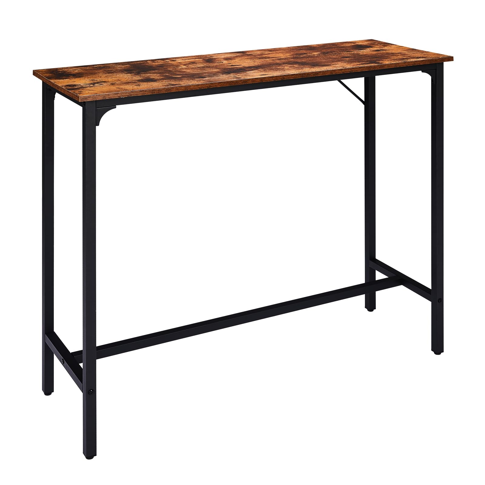 Karl home Rectangular Bar Table Industrial Steel Frame, Rustic Brown
