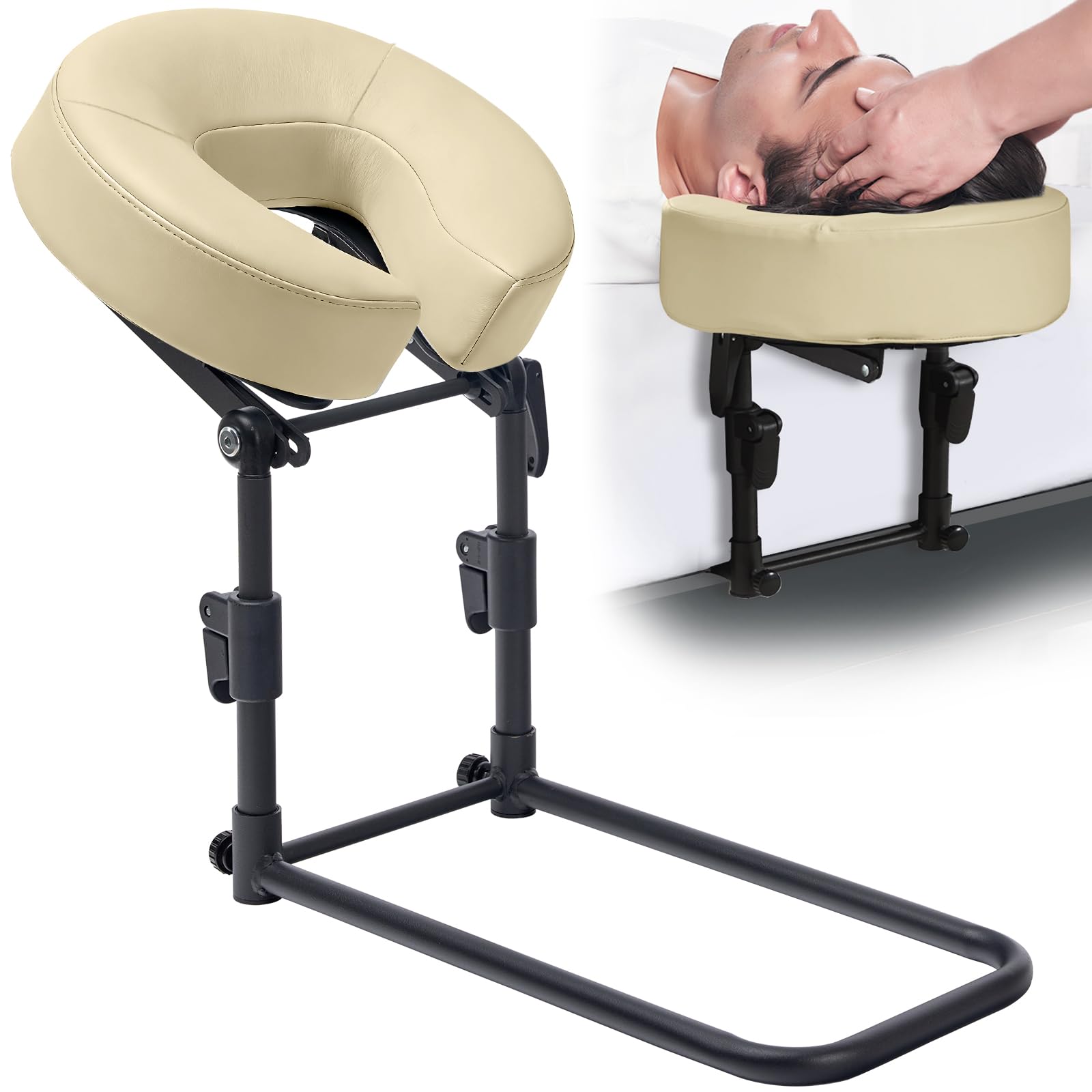 Massage Headrest for Bed, Massage Home Mattress Top Massage Kit, Adjustable Headrest Face Cushion Massage Table at Home, After Eye Surgery Adjustable Headrest Face Pillow Cradle (Yellow)