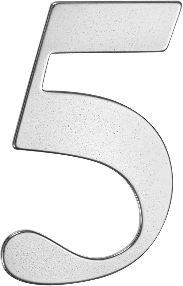M METERXITY 1-Pack Self-adhesive House Number, 2 Inch 304 Stainless Steel Mailbox Number Address Number for House/Office/Hotel/Farmhouse, House Number for Outside [Number 5, Silver]