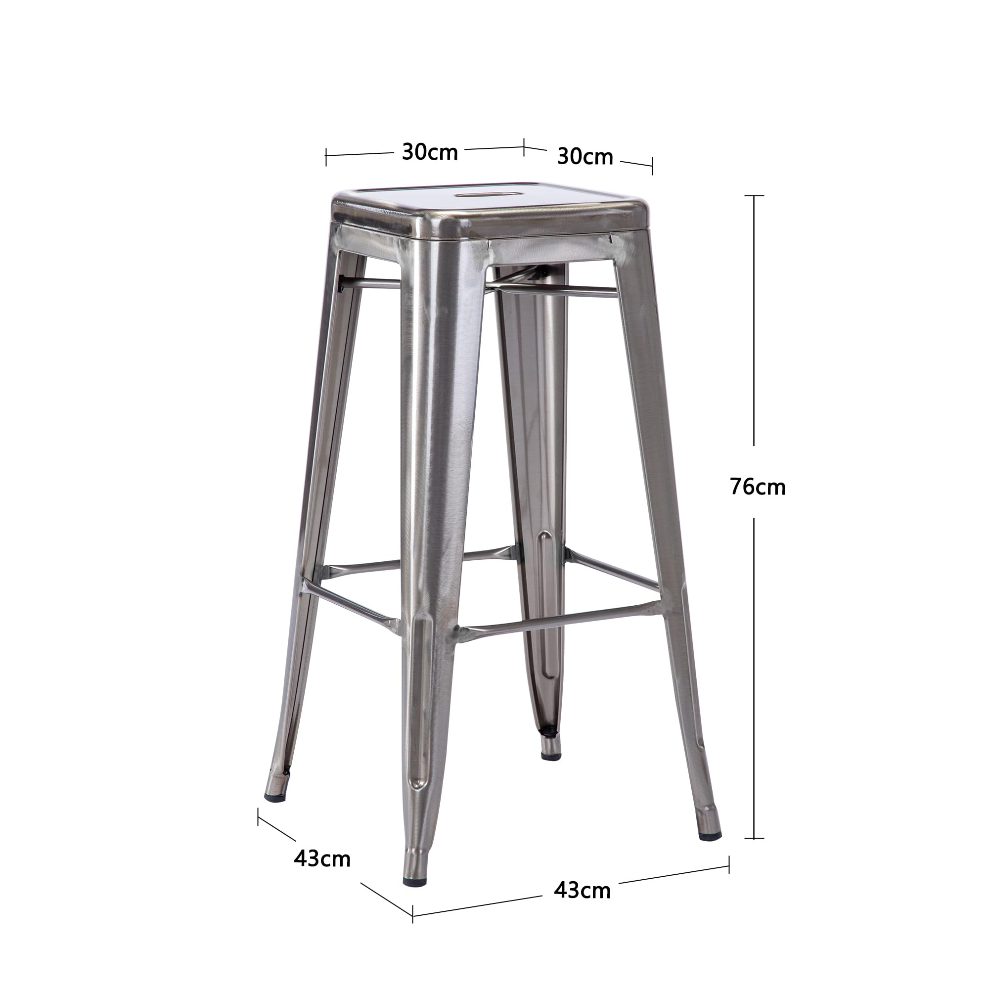 Duhome Sgabello Bar Industriale Esterno, Set di Sgabelli Bar Alto in Metallo, Impilabile Sgabelli da Pranzo, Scandinavian Sgabello Alta per Cucina, Pranzo, Pub, Moderni (Primario, 76cm-2PCS)