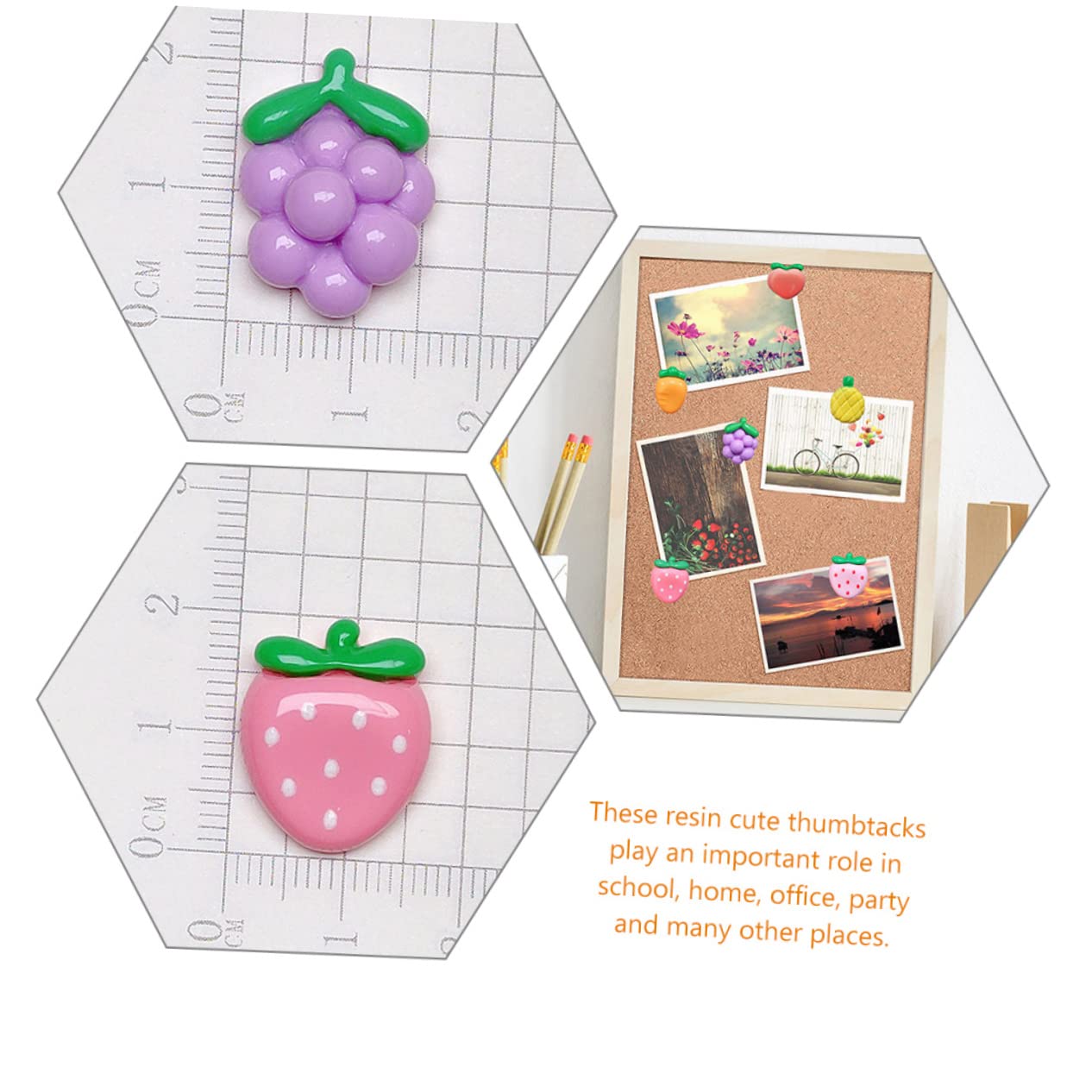 Operitacx 3 Sätze Pushpins Aus Resin Kreative Wand Pinnnadeln Für Pinnwände Karten Büro Und Schulbedarf Dekorative Reißzwecken Obstdesign Für Notizen Und Fotos 30 Stück * 3