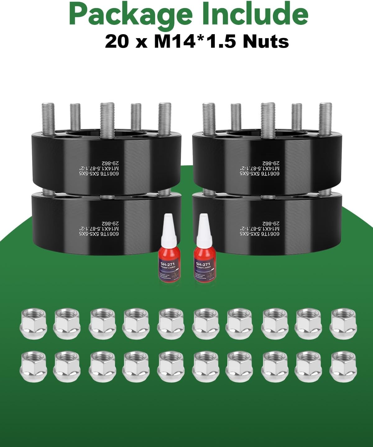 4PCS 5x5 Wheel Spacers 2 inch, 5x127 Black Wheel spacers 87.1mm Hub Bore with 14x1.5 Studs, Replacement for C1500 Suburban Yukon Tahoe