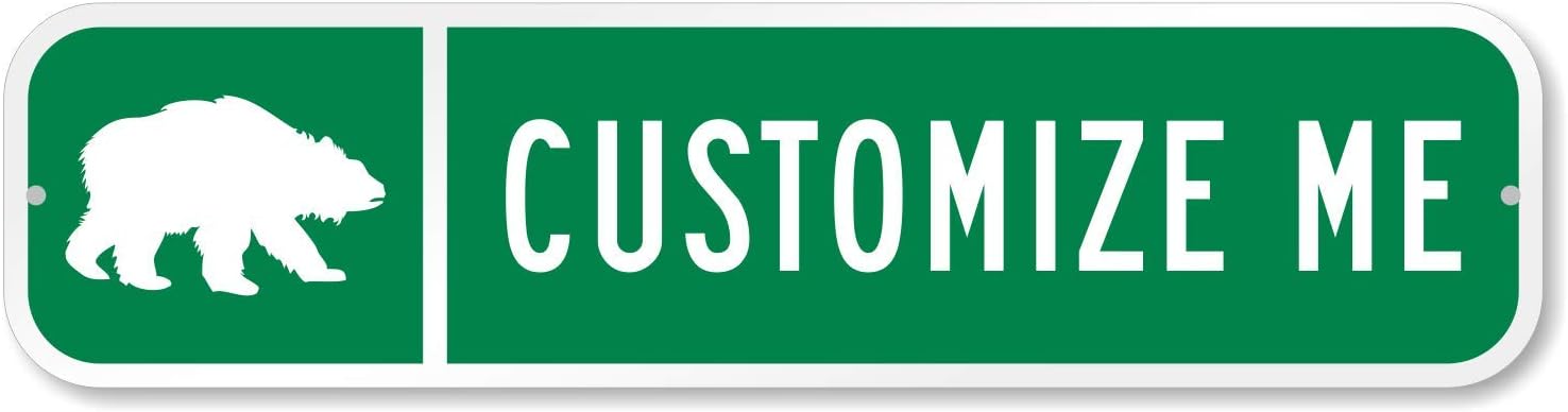Customize Your Own Green Street Sign with Bear Symbol by SmartSign | 24" x 6" Aluminum