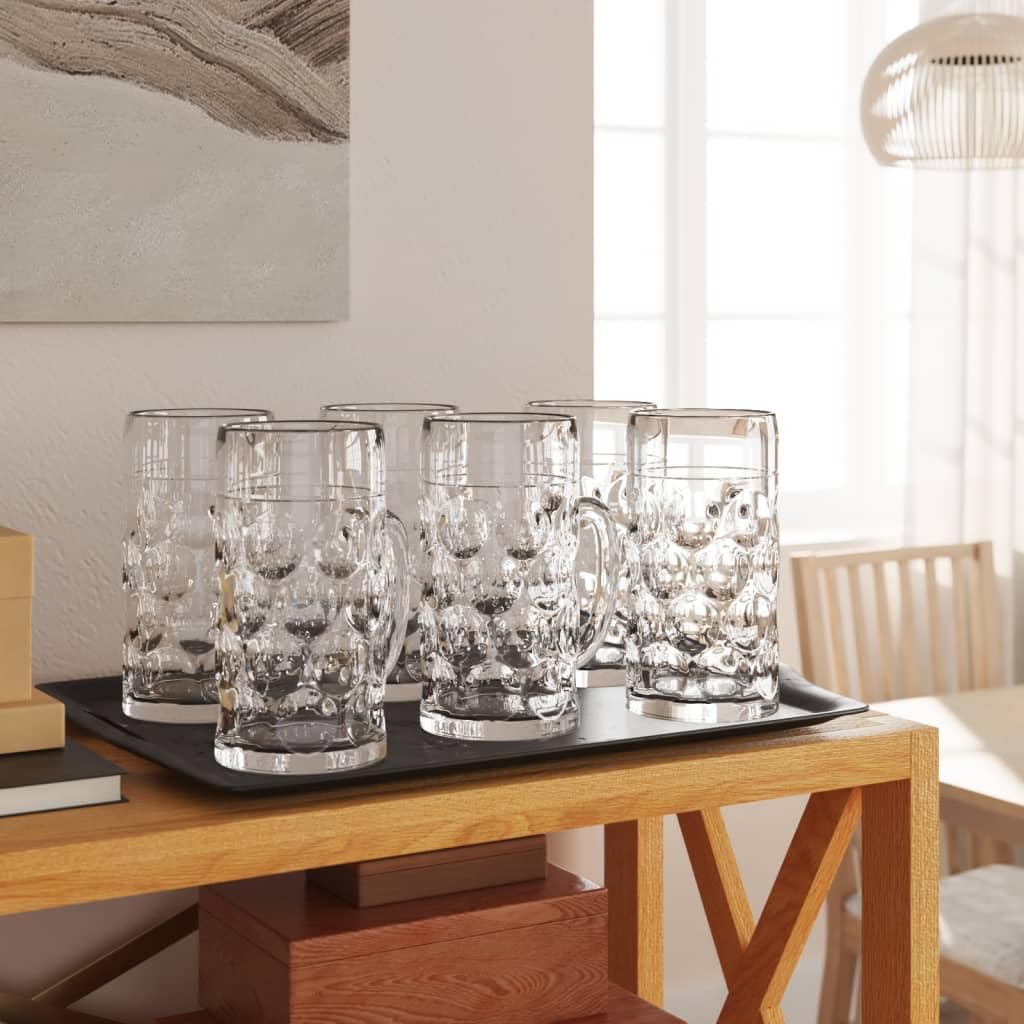 Jarras de cerveza con asa de cristal set de 6 piezas y 500ml para el hogar y jardín