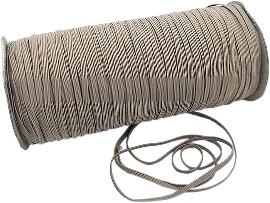 LOOGOOL 1/8 inch Heavy Stretch String Braided Elastic Cord/Elastic Band/Elastic Rope 200 Yard Sewing Elastic Spool (Khaki)
