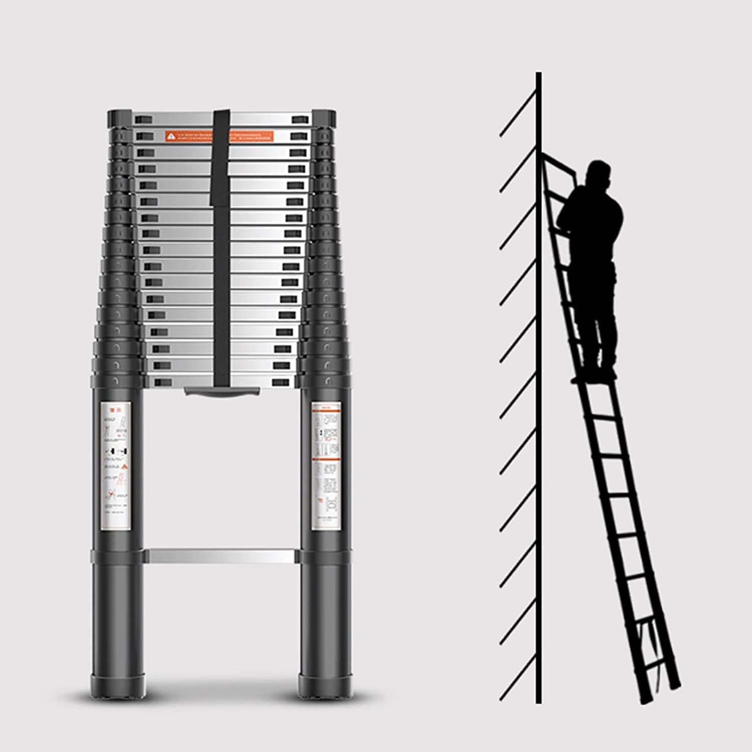 Compact Extendable Ladder Telescopic 8 10 12 16 18 20 Foot, Aluminium ...