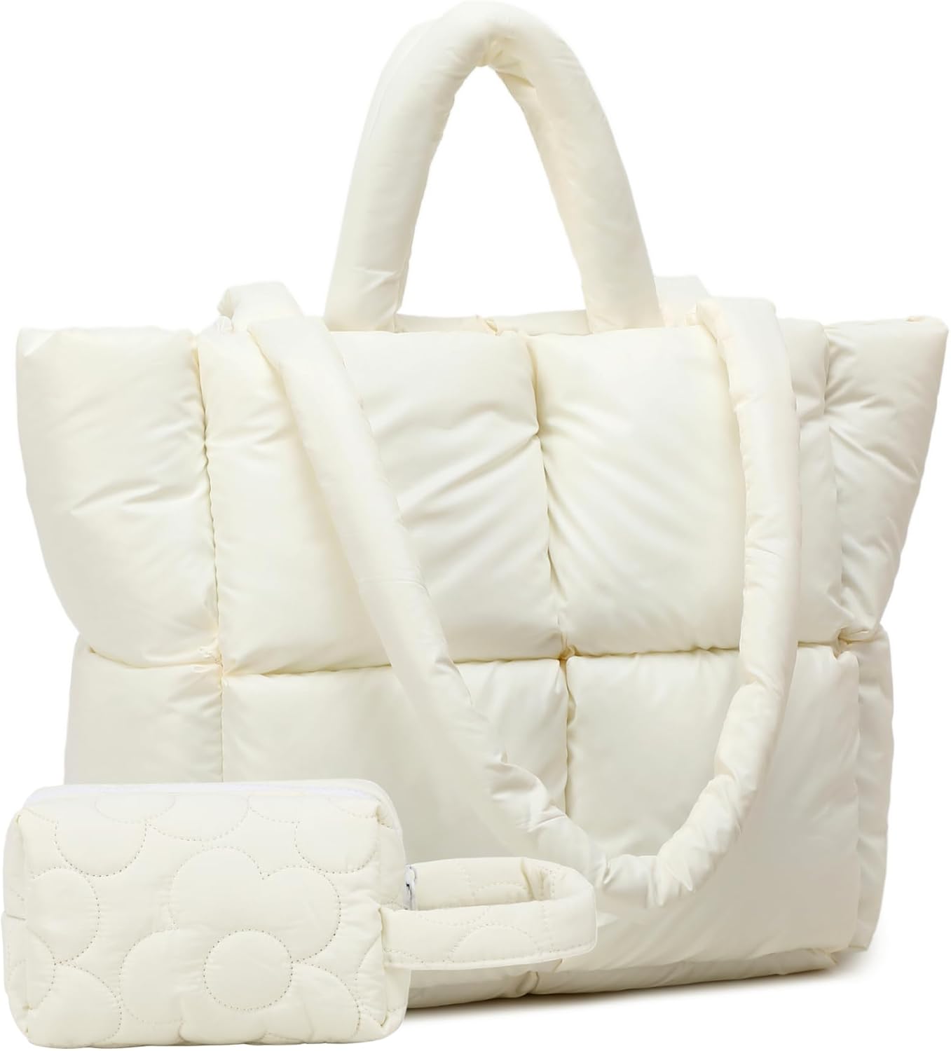 Puffer Tote Bag, Quilted Puffy Purse, Cute Padded Winter Shoulder Bags, Lightweight Down Handbag for Women Work Travel