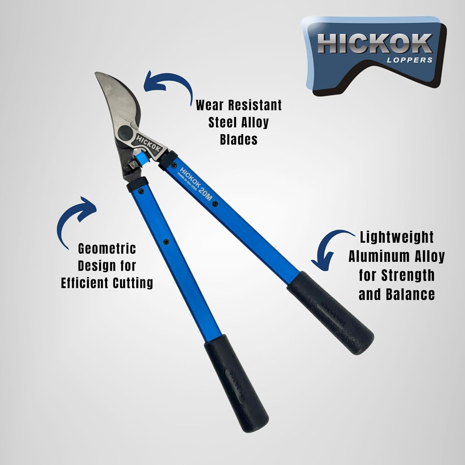 Hickok Heavy Duty Vine Lopper – 20" Professional Tree Branch Cutter with Aluminum Handles | Commercial Pruning Shears Made in USA