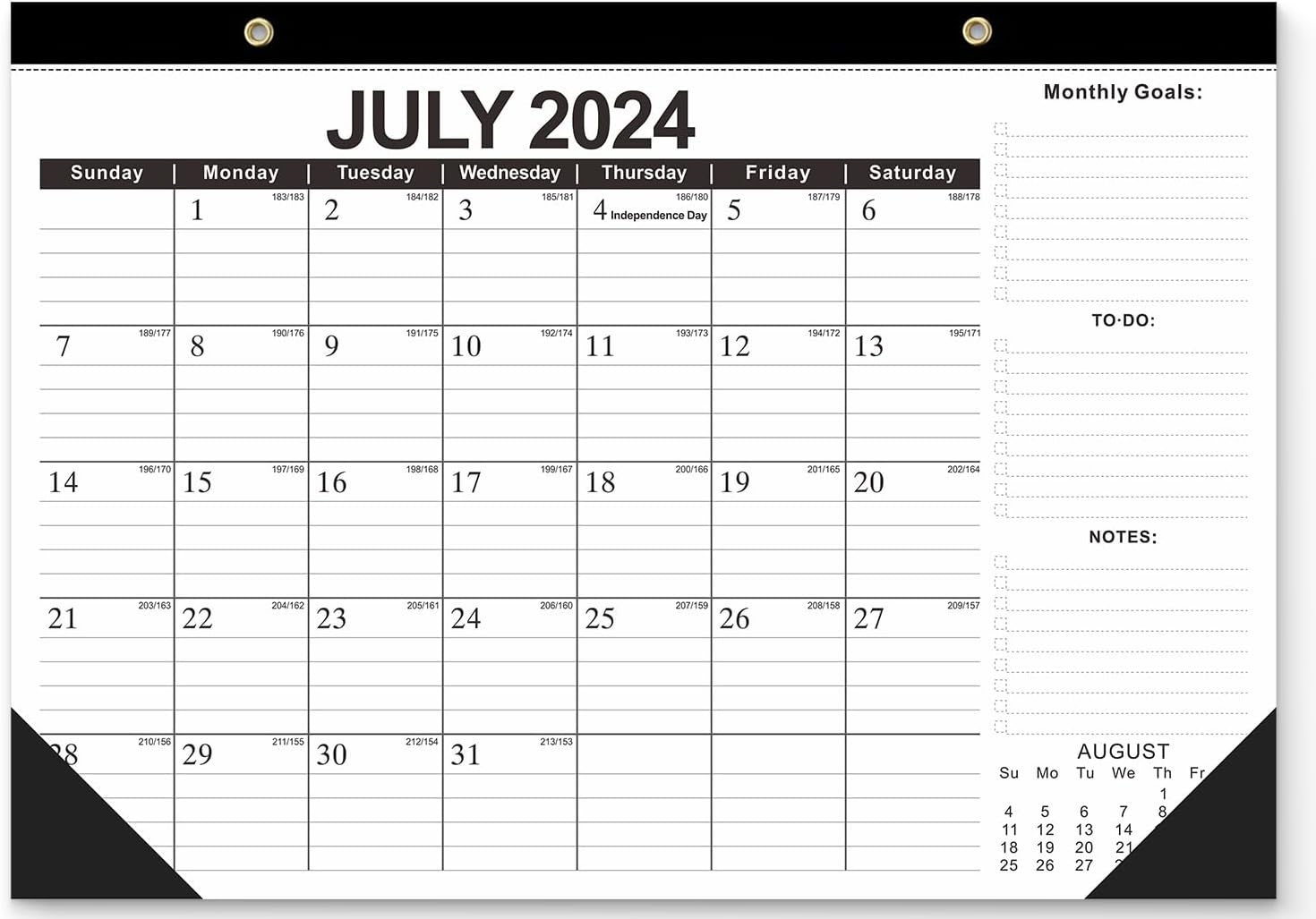 LoiisgyWall Calendar Desk Calendar Jul.2024 - Dec.2025 Monthly with Corner Protectors,18 Months, Thick Paper, To-do List and Notes, Suitable for Home, Office, Classroom
