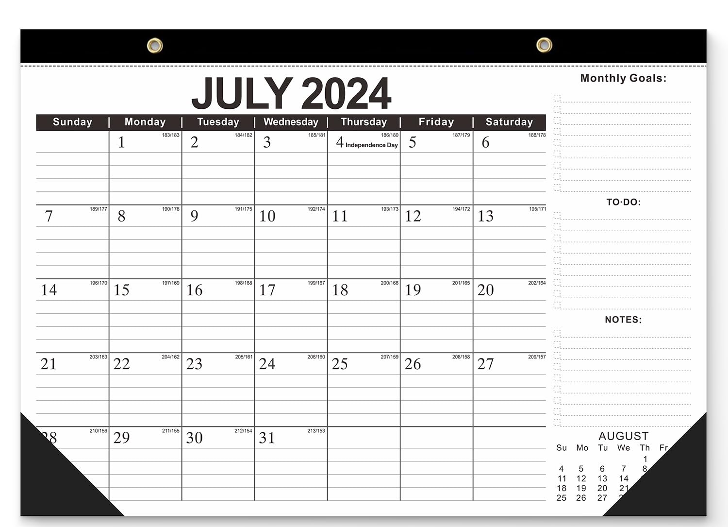 LoiisgyWall Calendar Desk Calendar Jul.2024 - Dec.2025 Monthly with Corner Protectors,18 Months, Thick Paper, To-do List and Notes, Suitable for Home, Office, Classroom