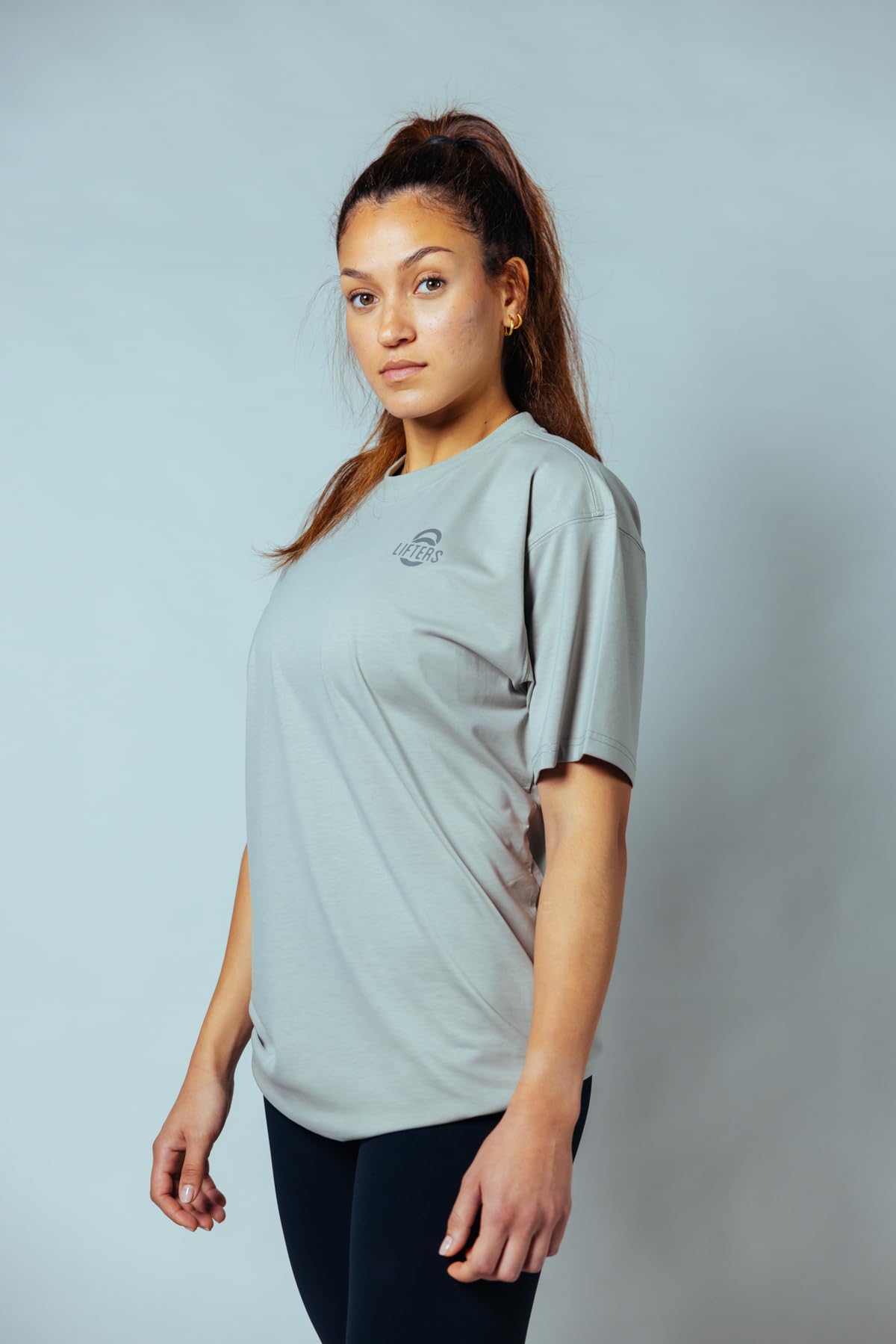 Curvado de Gran tamaño Camiseta, Grey, Large Unisex