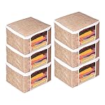 PrettyKrafts Saree Cover Set of 6 / Jute Finish/Wardrobe Organiser/Clothes Bag_Brown
