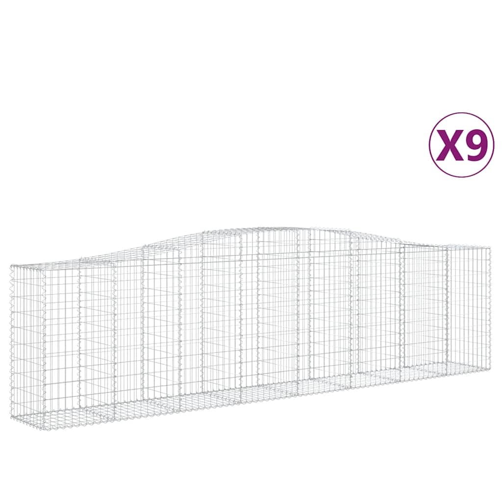 Cesti Gabion Arques 9 pz 400x50x100/120 cm Ferro Zincato | Diametro filo 3,5 mm, ganci rinforzati, barriera giardino decorativo, riempimento rocce o ghiaia