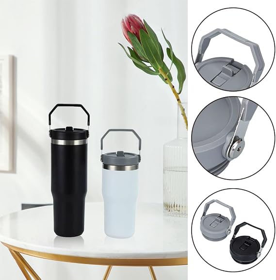 Copbopwn 2 Pack Leak Proof Cup Lid Replacement Cup with Flip Lid for Quencher 40oz Tumbler Flip Straw Lid with Cleaning Brushes Detachable Lid Leakproof Travel Tumbler Lids