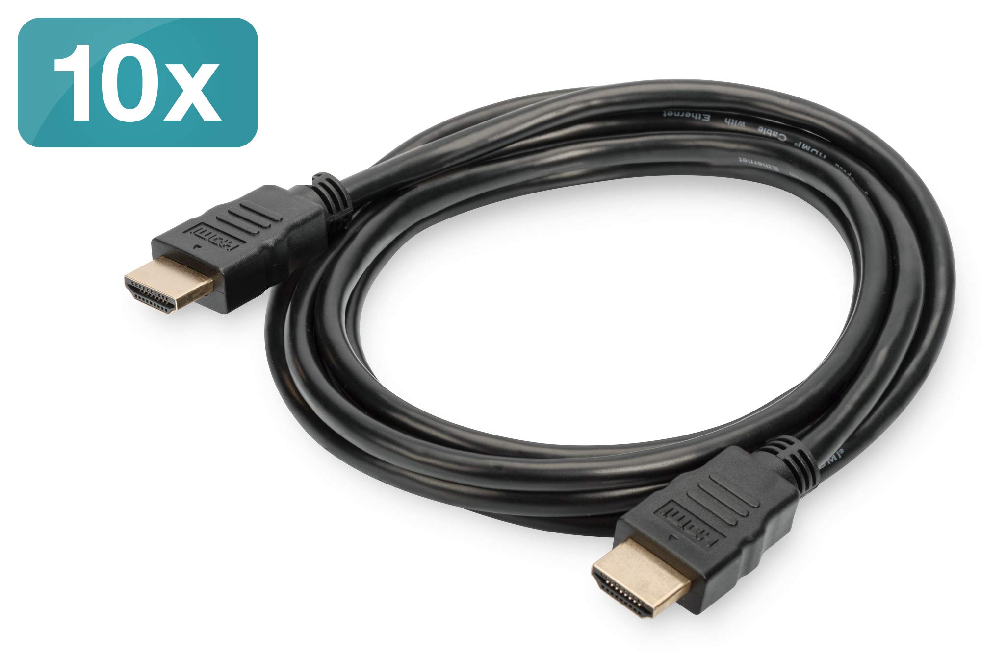 DIGITUS Câble HDMI – 2 m – 10 pièces – UltraHD 4K 60 Hz – HDMI 2.0