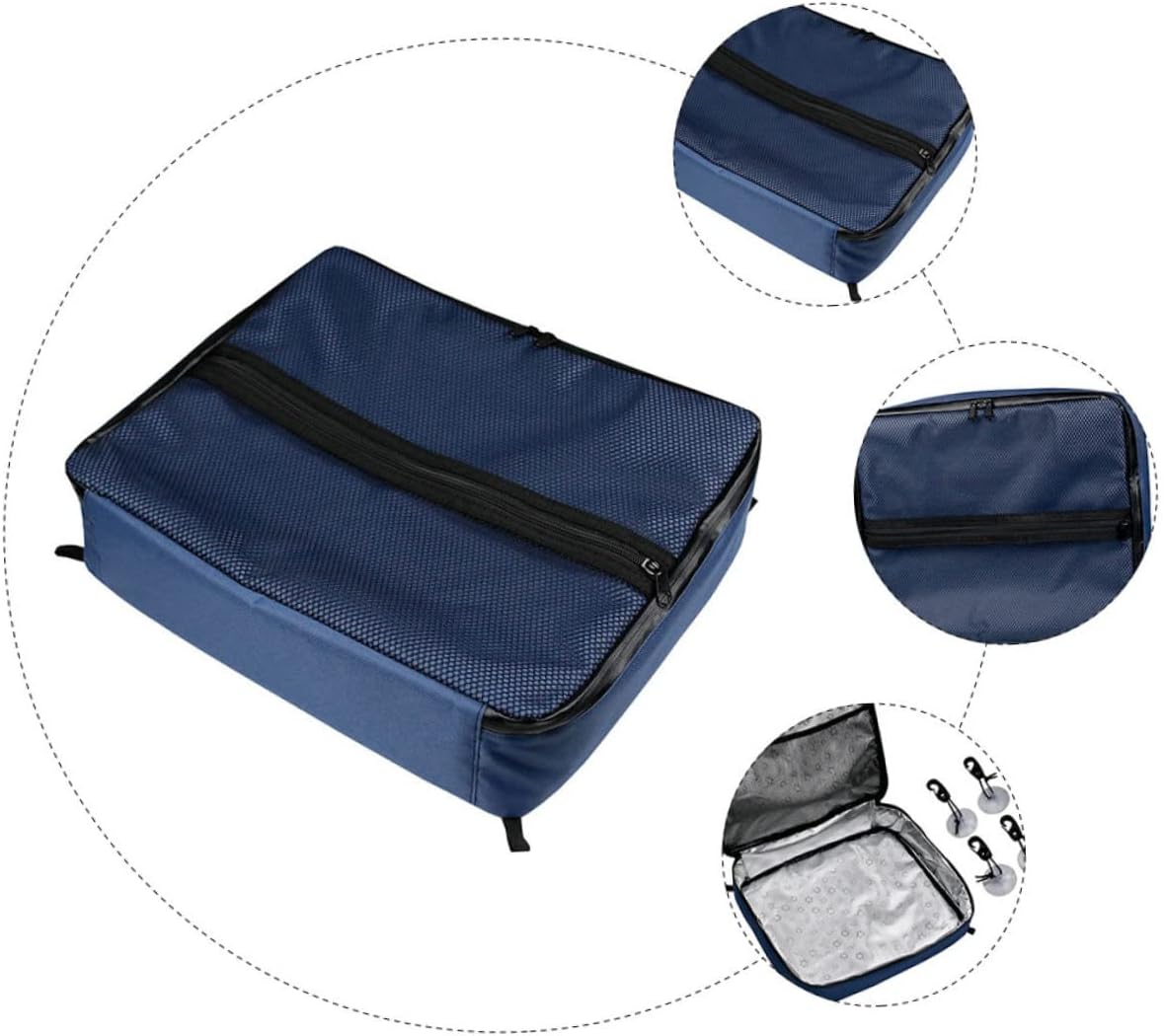 Oxford Fabric Cooler Bag Mesh Pocket Reusable Ice Pack Storage for Beach and Pool