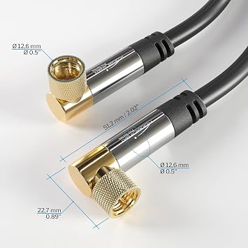 KabelDirekt – Sat/Antenna Kabluso, Coaxial Cables – 90° angle – 1m – 4K TV Satellite Cable, F Connector – 0.5-30m available (Radio/TV, DVB-T, DVB-C, DVB-S/DVB-S2, internet, black)