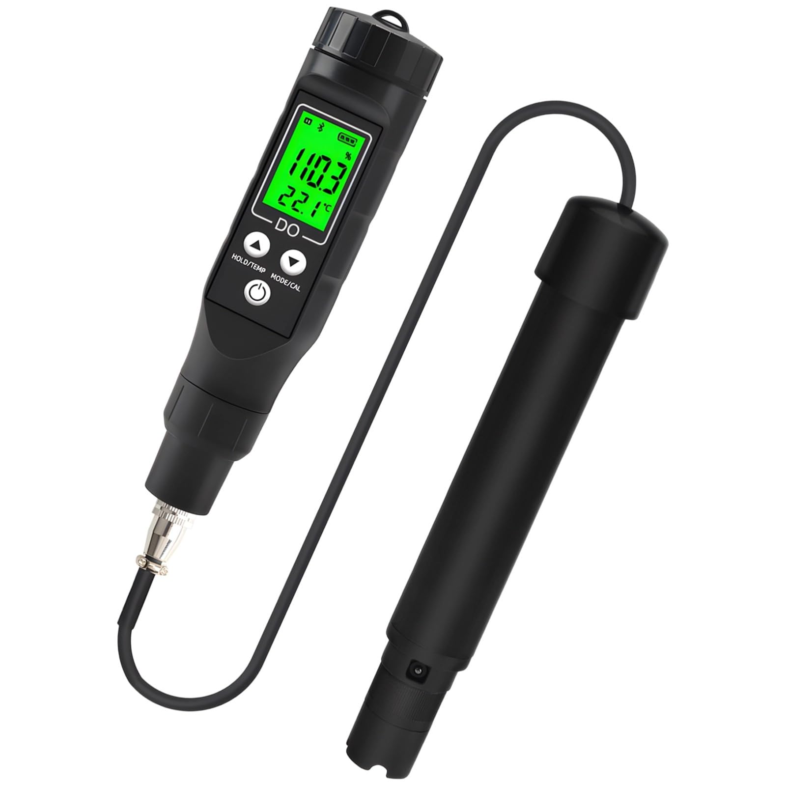 Bezprzewodowy tester tlenu rozpuszczonego do akwarium, podświetlany LCD, automatyczna temperatura, sonda 15 cm / 15 cm, dane w czasie rzeczywistym