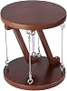 Kinetic Art Table Tensegrity Design Foldable, Round, Wooden Support, Home Office Use, Walnut, Adjustable Cable Tension