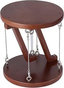 Table Tensegrity Design Foldable Art Round Wooden, Kinetic Support, Home Office, Adjustable Cable Walnut Color Tension