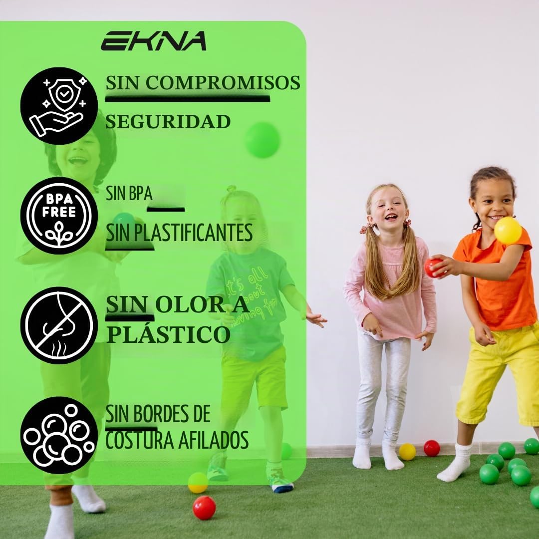 EKNA Pelotas de Juego de 5 cm de diámetro, 200 Unidades, Colores a Elegir para Piscina de Pelotas, Bolas de plástico de Colores