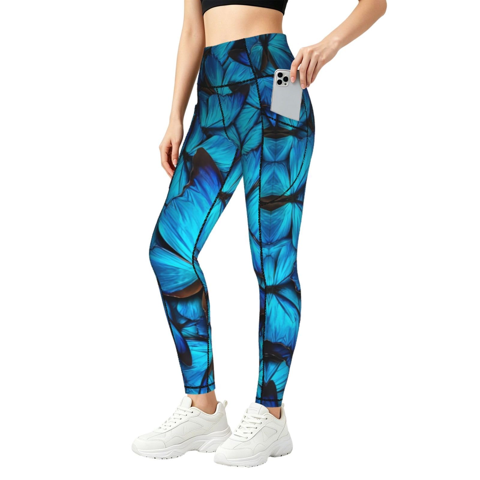 Pantalones de yoga elásticos de cintura alta con bolsillos para gimnasio mujer 8