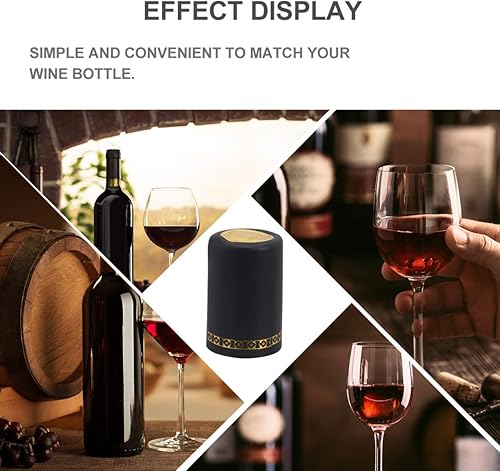 Miniatura 6 de Luxshiny 100 cápsulas retráctiles para botellas de vino, tapón de botella de vino, tapa de botella de vino, tapa para botella de vino (color negro)
