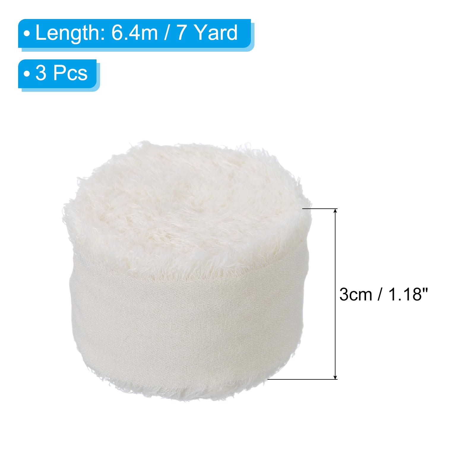 PATIKIL 1" x 7 Yards Chiffon Silk Ribbon, 3 Rolls Handmade Fringe Fabric for Wedding Invitations Bridal Bouquets - Image 2
