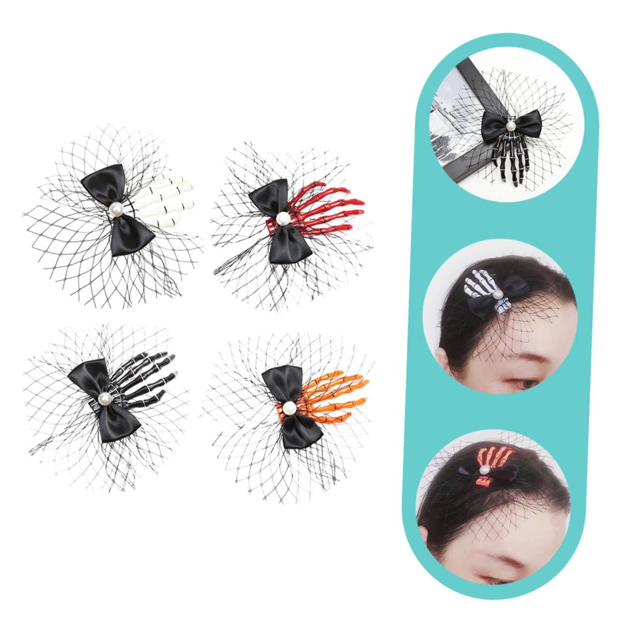 Didiseaon 20 Pz Fermaglio Con Artiglio Del Teschio Molletta Forcine a Scheletro Fermagli Per Perlati Forcine Da Donna Fermaglio Per Con Perle Di Halloween Stoffa